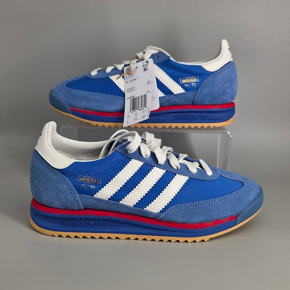 Adidas SL 72 RS J Sneakers Kids Size 5‎ Blue White Red Retro Athletic Shoes